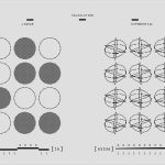 Padrões geométricos e binários em preto e branco representam cálculos com bits e qubits.